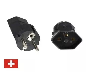 Adaptateur de courant Suisse prise femelle 3pin type J sur prise mâle CEE 7/7, YL-2246